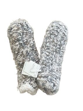 NWT Grey and White Lemon Slippers - Size S/M